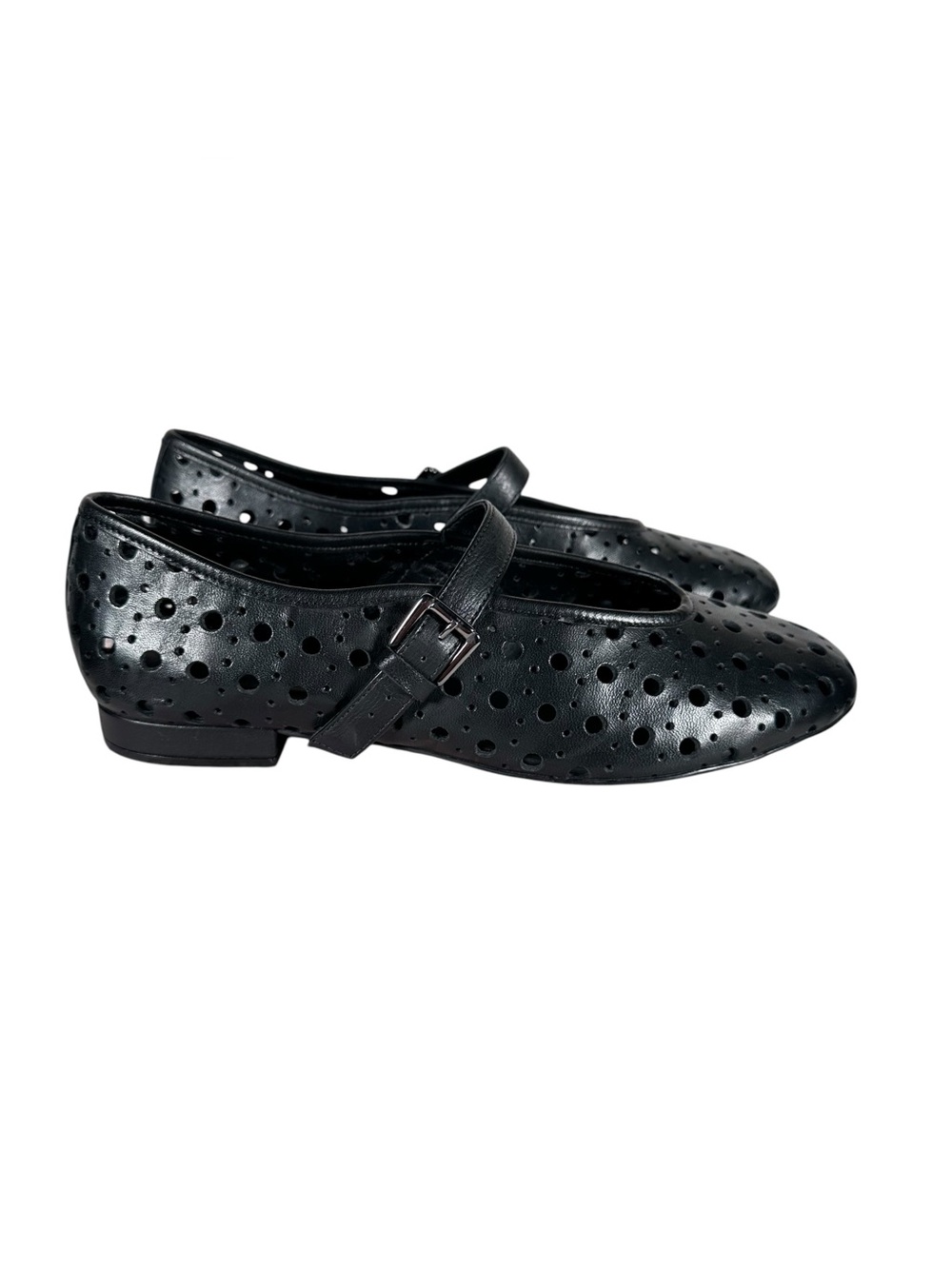 BERNARDO Borden Mary Jane Perforated Leather Buckled Flats - Picture 2 of 10